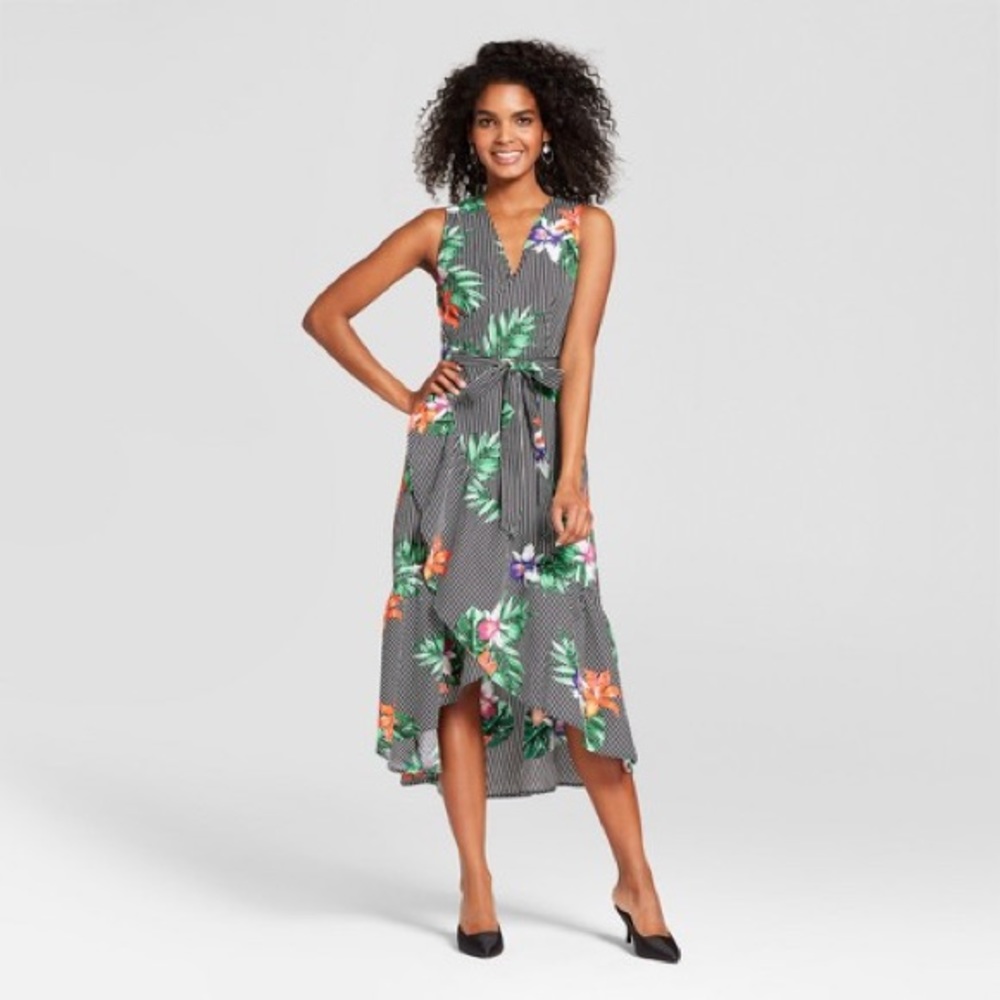 WHO WHAT WEAR TARGET WRAP TROPICAL DRESS